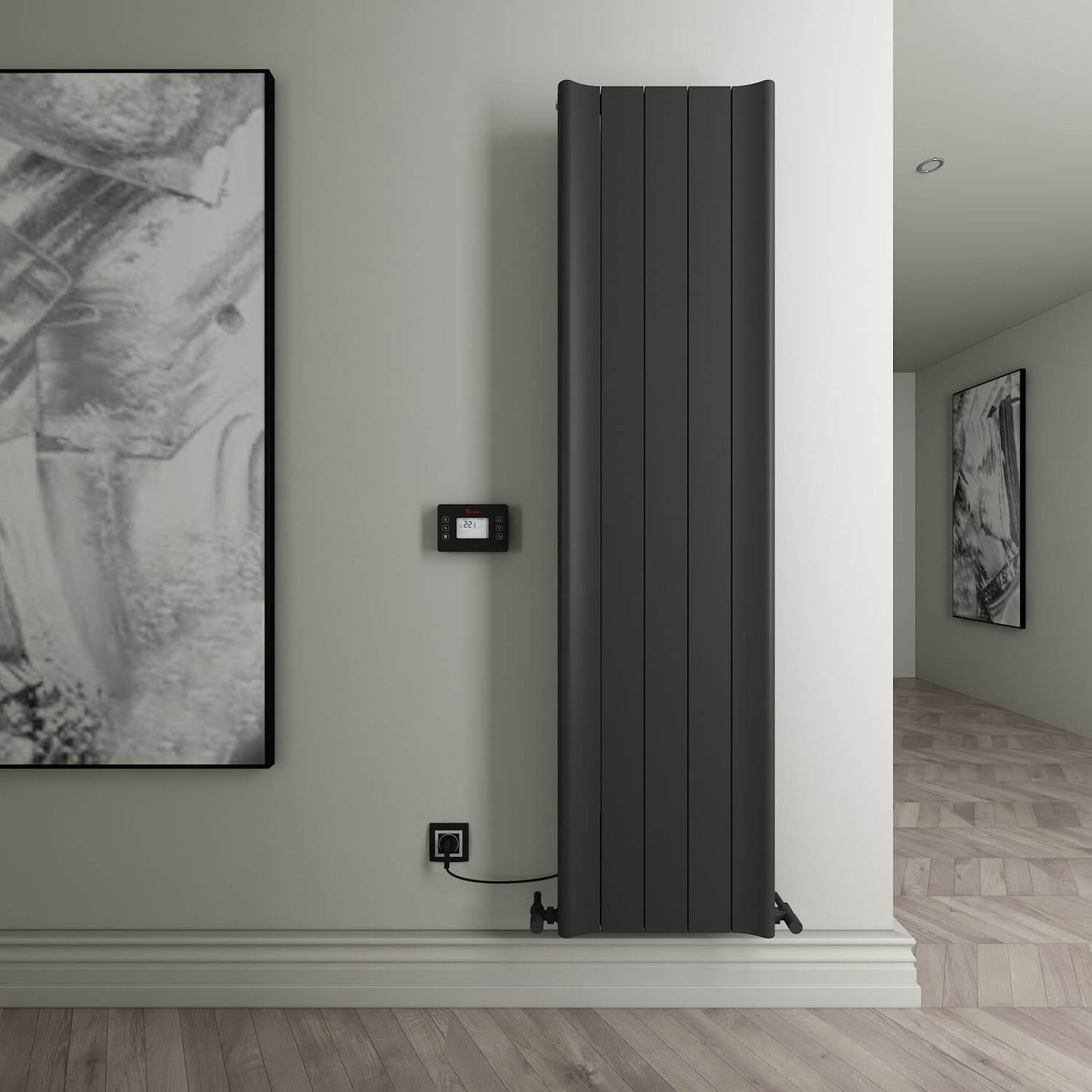 Carisa Boreas Hybrid B Radiateur Électrique Vertical Design Moderne Noir