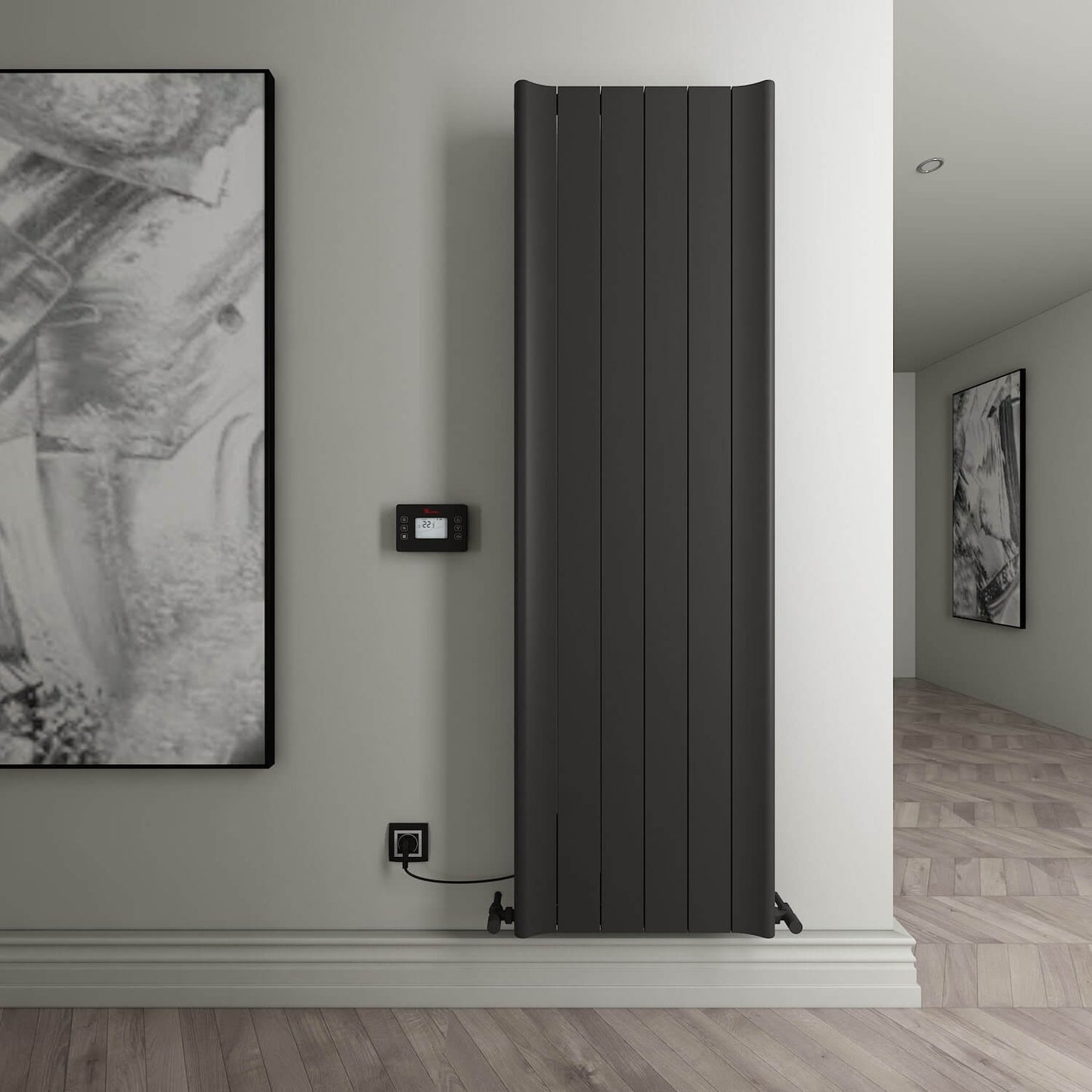 Carisa Boreas Hybrid B Radiateur Électrique Vertical Design Moderne Noir