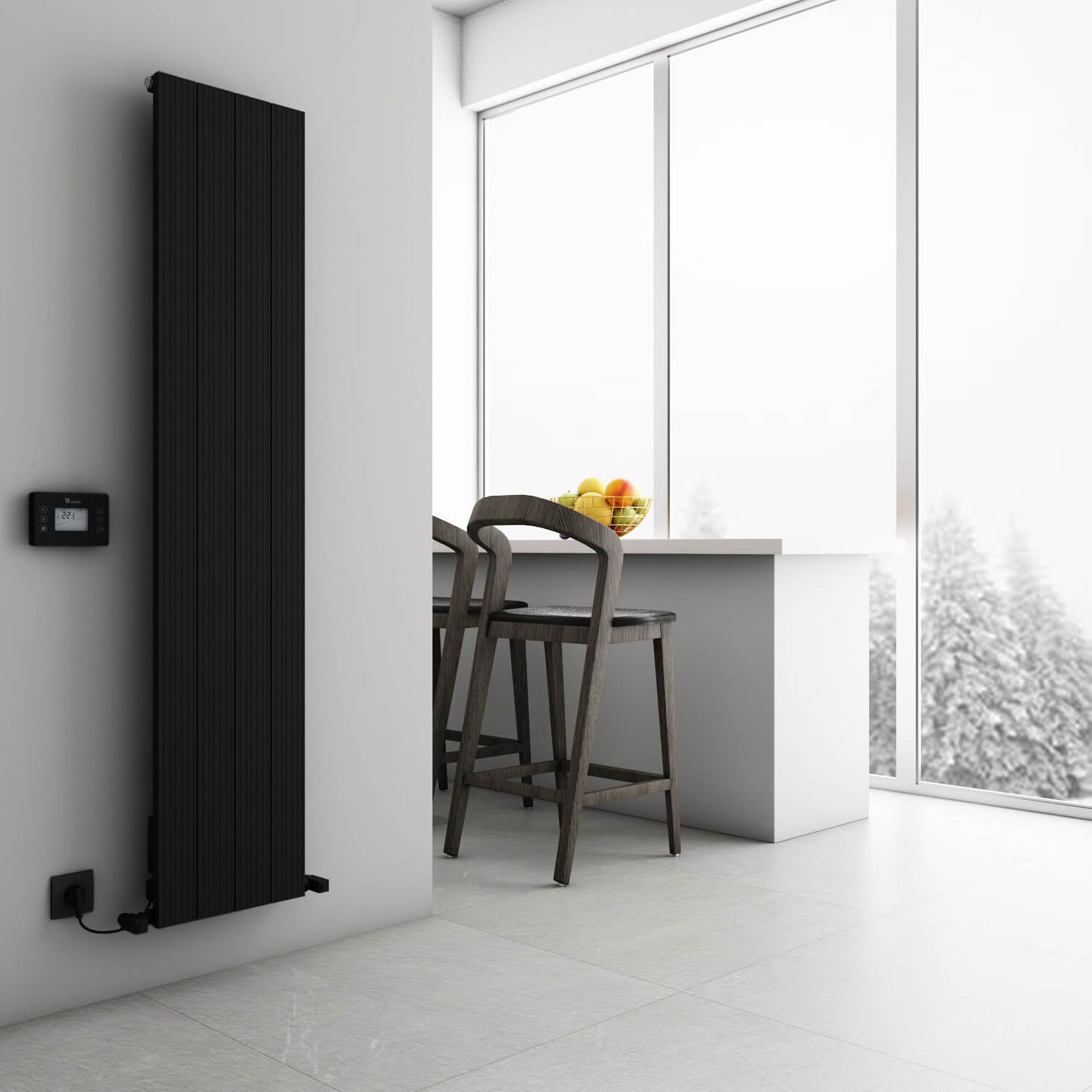 Carisa Boreas Hybrid M Radiateur Électrique Vertical Design Moderne Noir