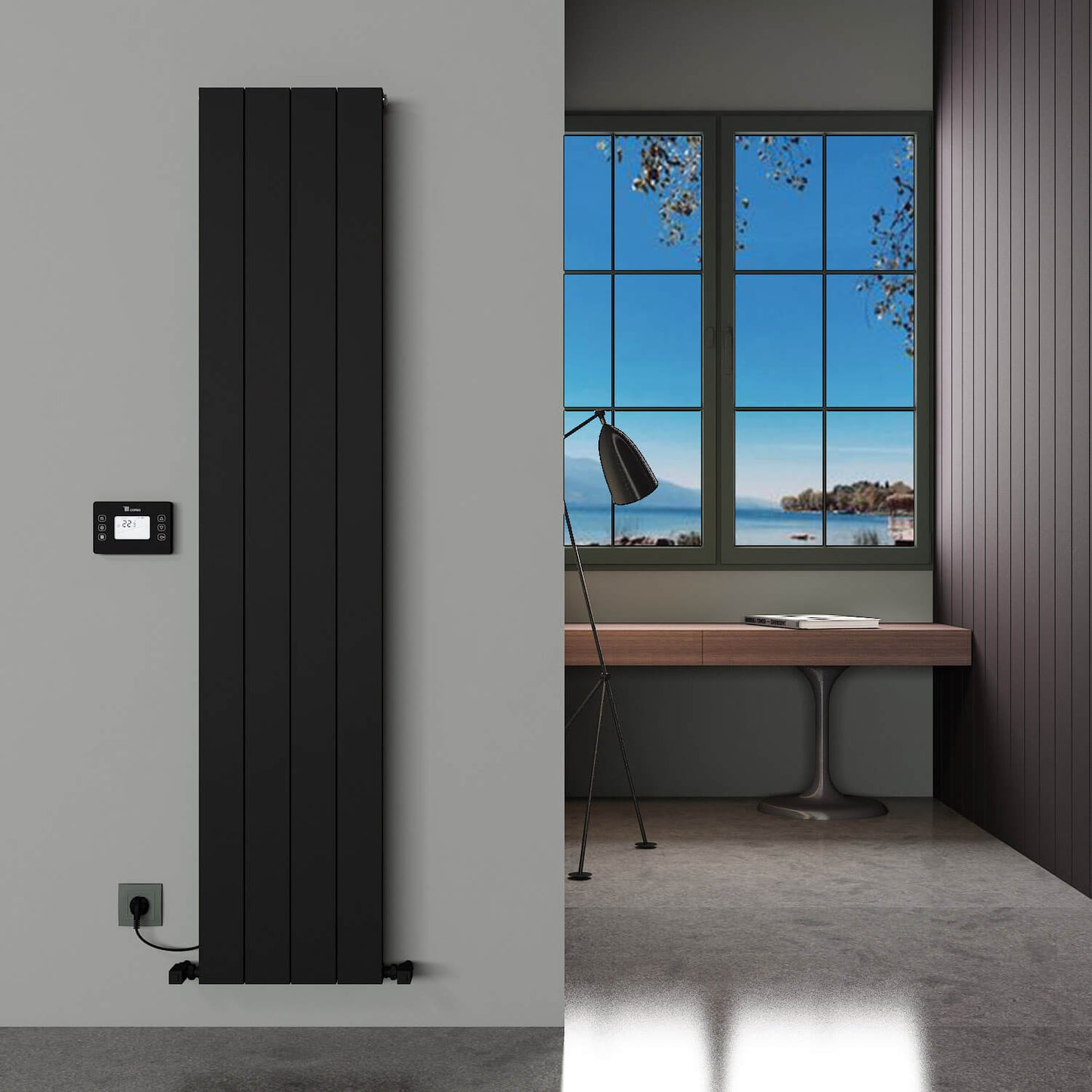 Carisa Boreas Hybrid N Radiateur Électrique Vertical Design Moderne Noir