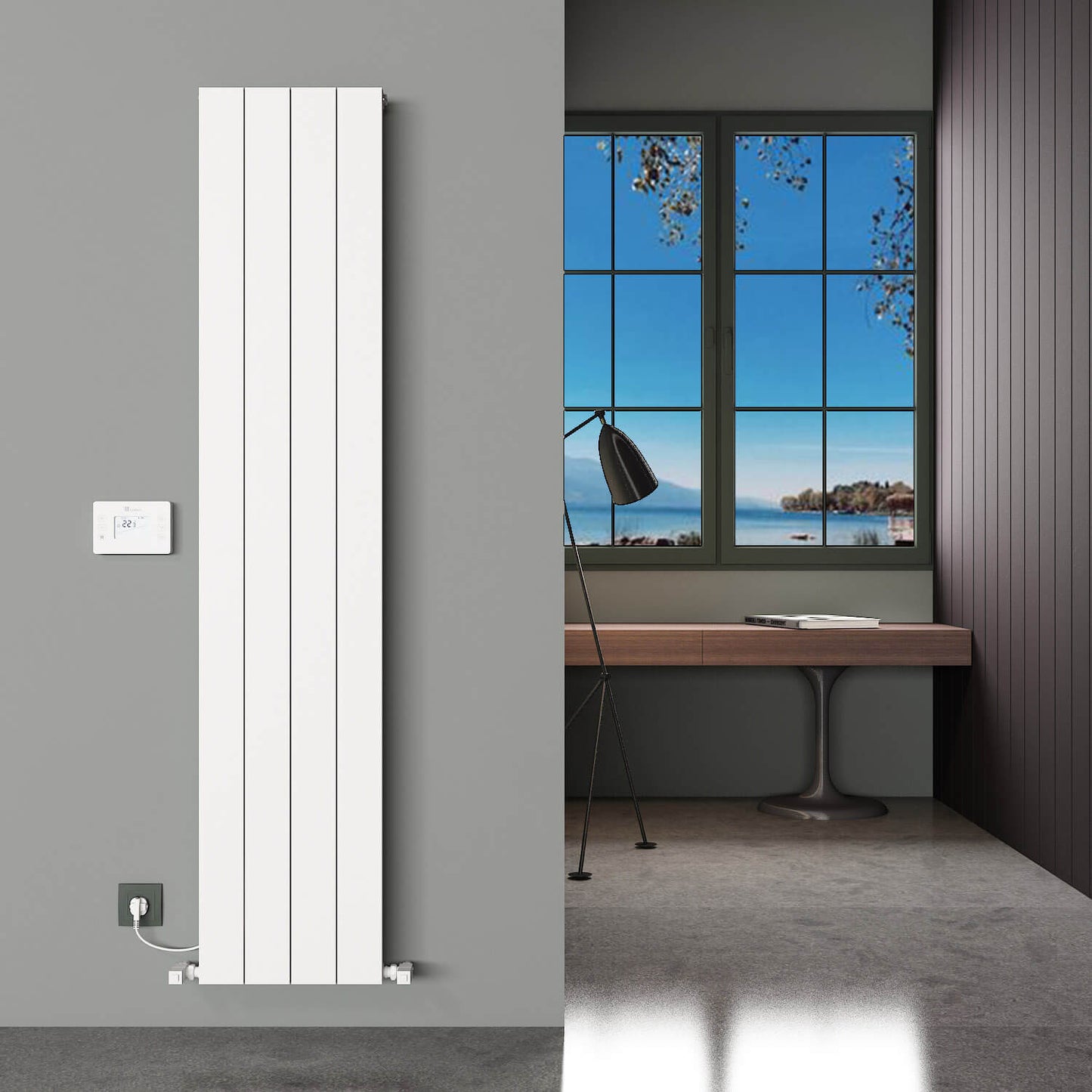 Carisa Boreas Hybrid N Radiateur Électrique Vertical Design Moderne Blanc