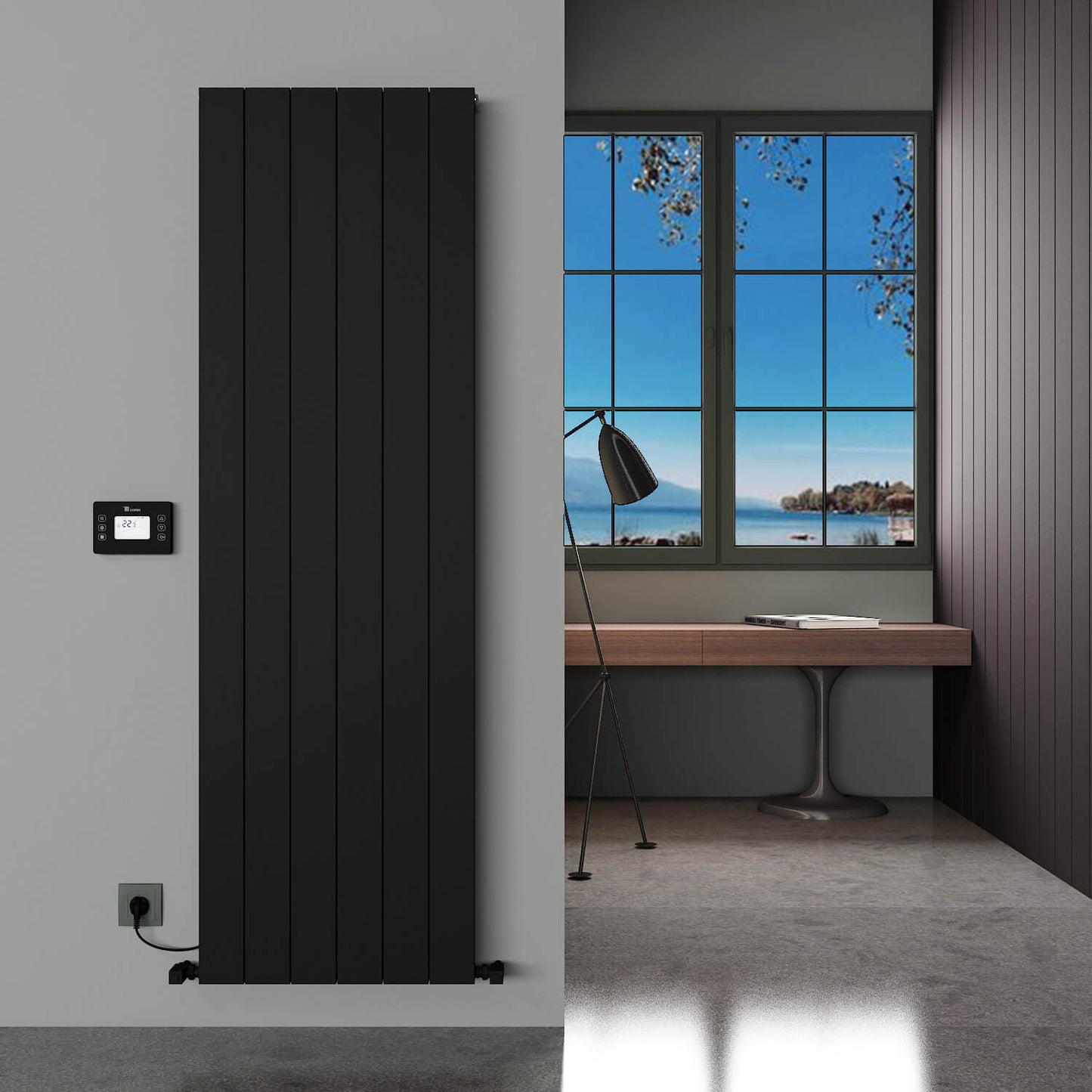 Carisa Boreas Hybrid N Radiateur Électrique Vertical Design Moderne Noir