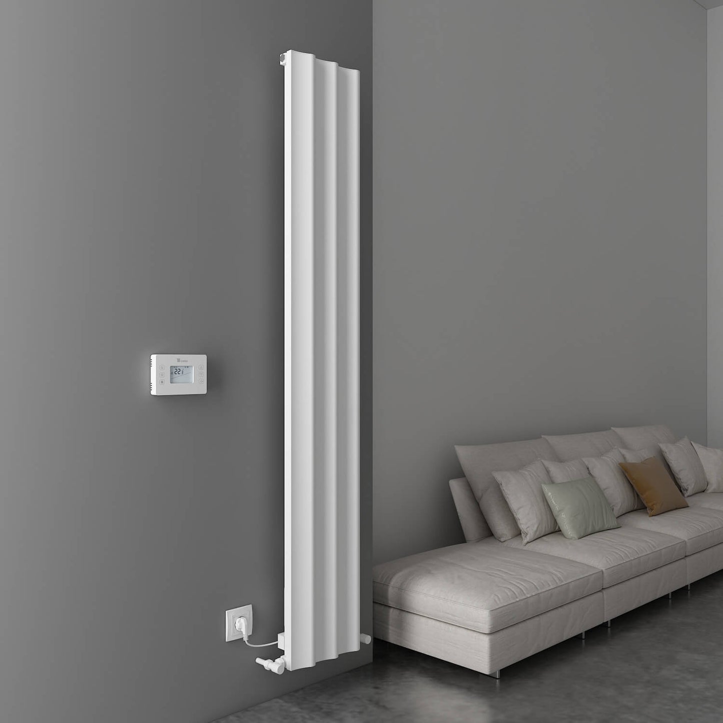 Carisa Boreas Hybrid S Radiateur Électrique Vertical Design Moderne Blanc