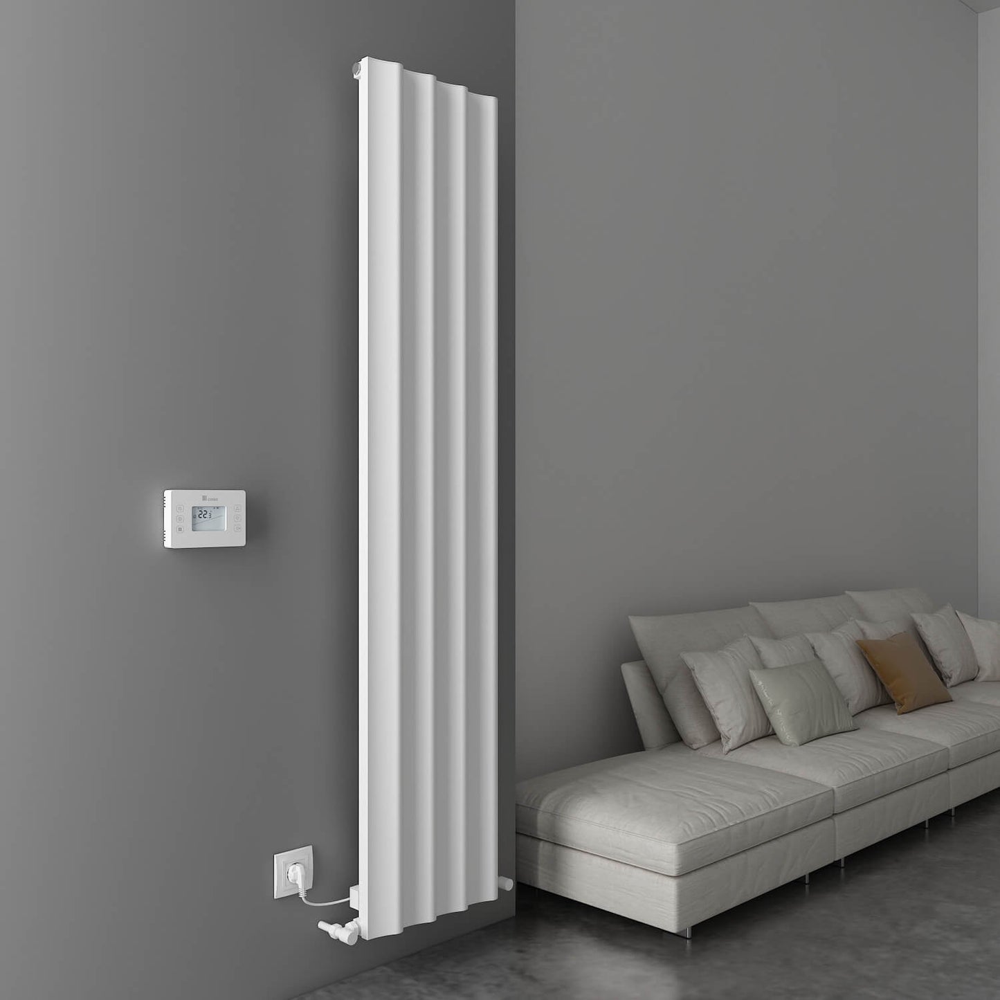 Carisa Boreas Hybrid S Radiateur Électrique Vertical Design Moderne Blanc