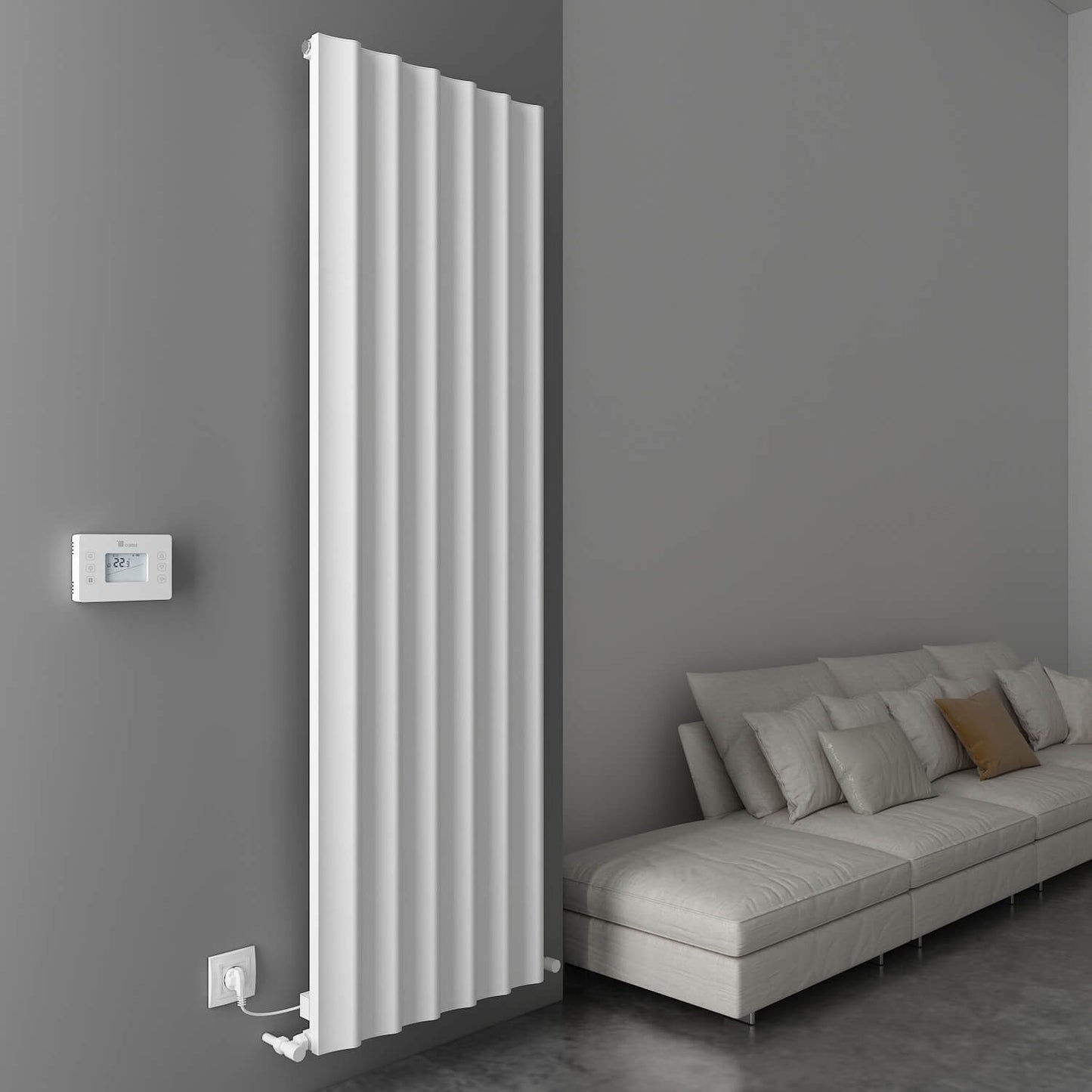 Carisa Boreas Hybrid S Radiateur Électrique Vertical Design Moderne Blanc