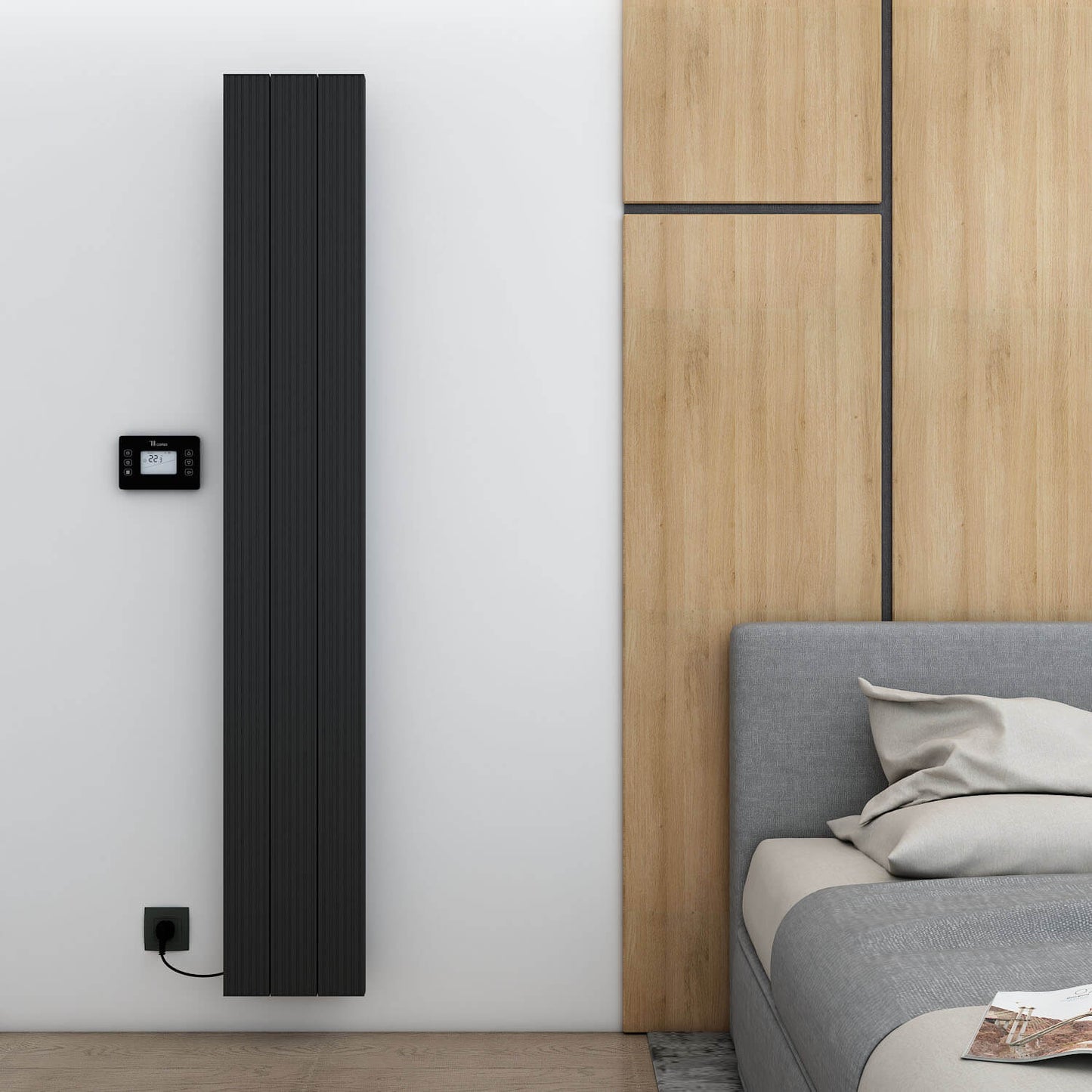 Carisa Boreas M Radiateur Électrique Vertical Design Moderne Noir