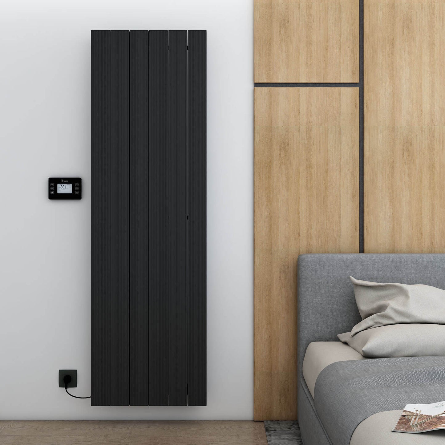 Carisa Boreas M Radiateur Électrique Vertical Design Moderne Noir