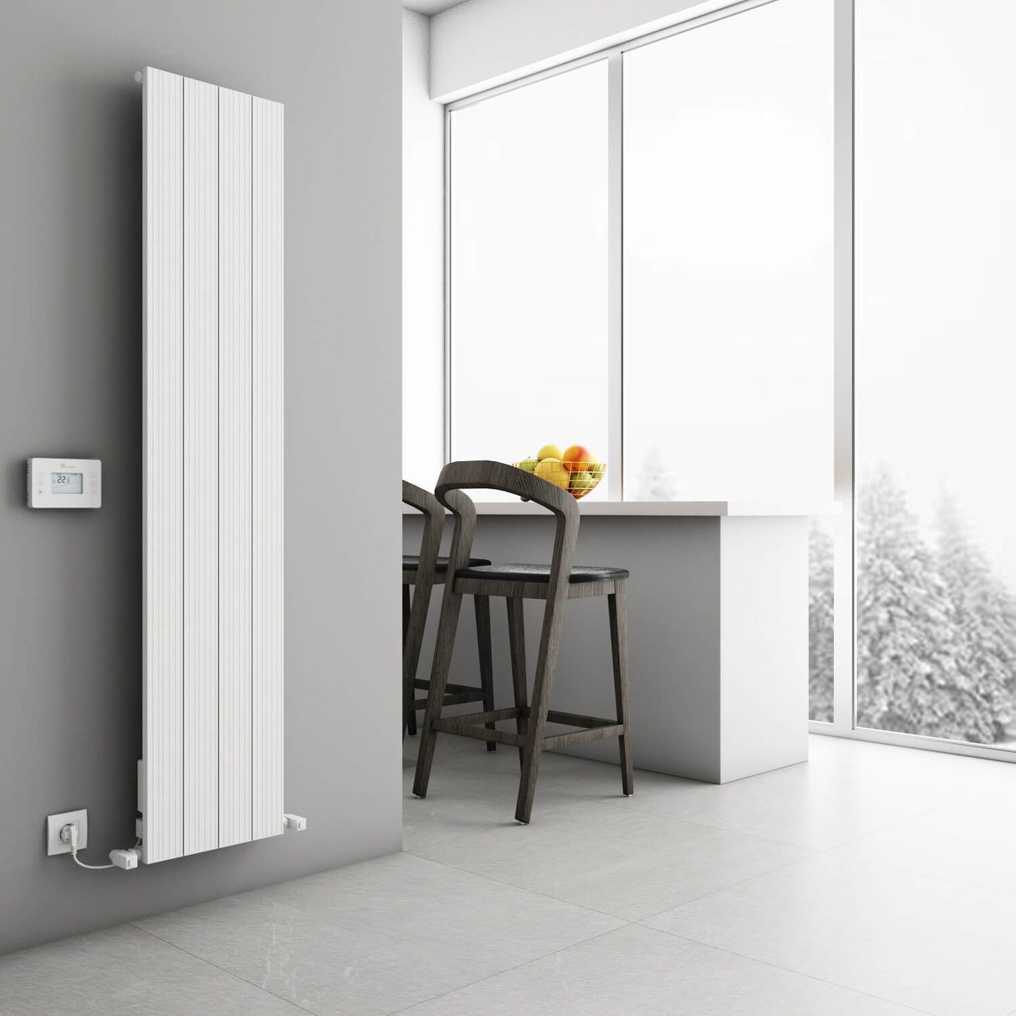 Carisa Boreas Hybrid M Radiateur Électrique Vertical Design Moderne Blanc