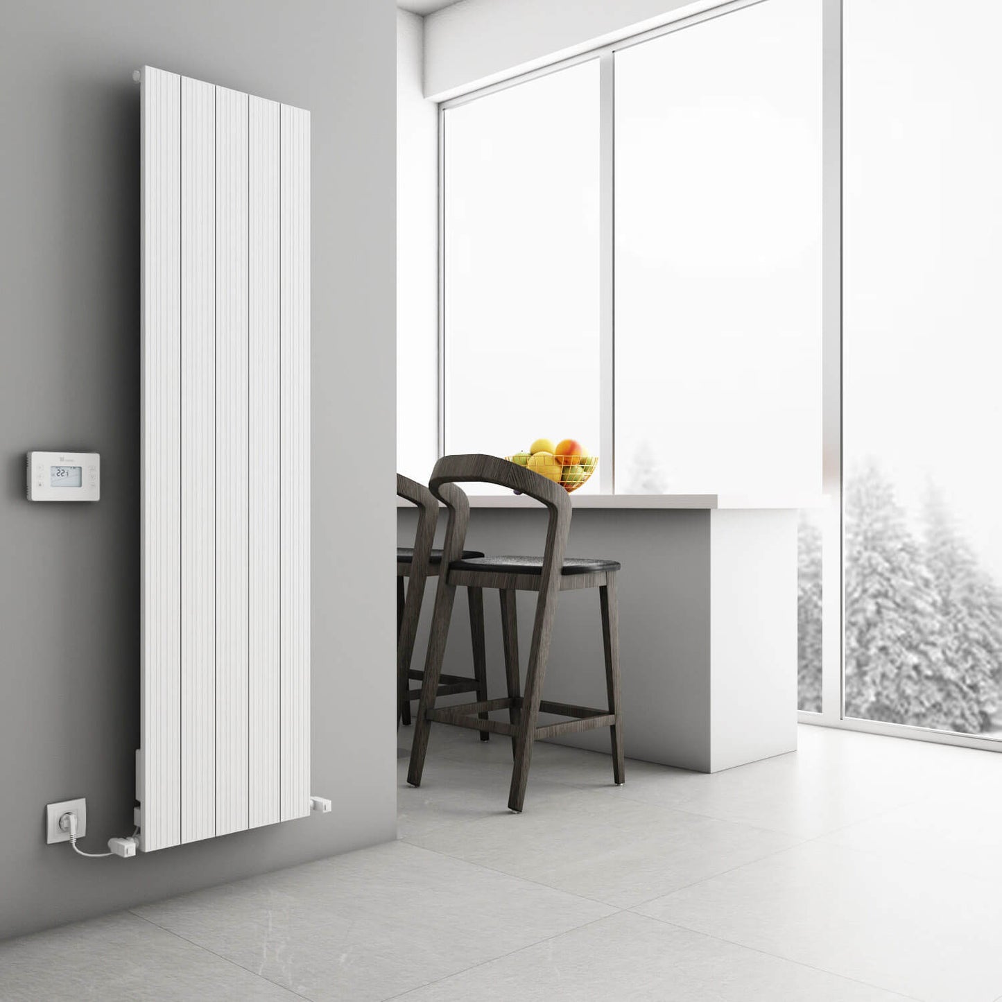 Carisa Boreas Hybrid M Radiateur Électrique Vertical Design Moderne Blanc