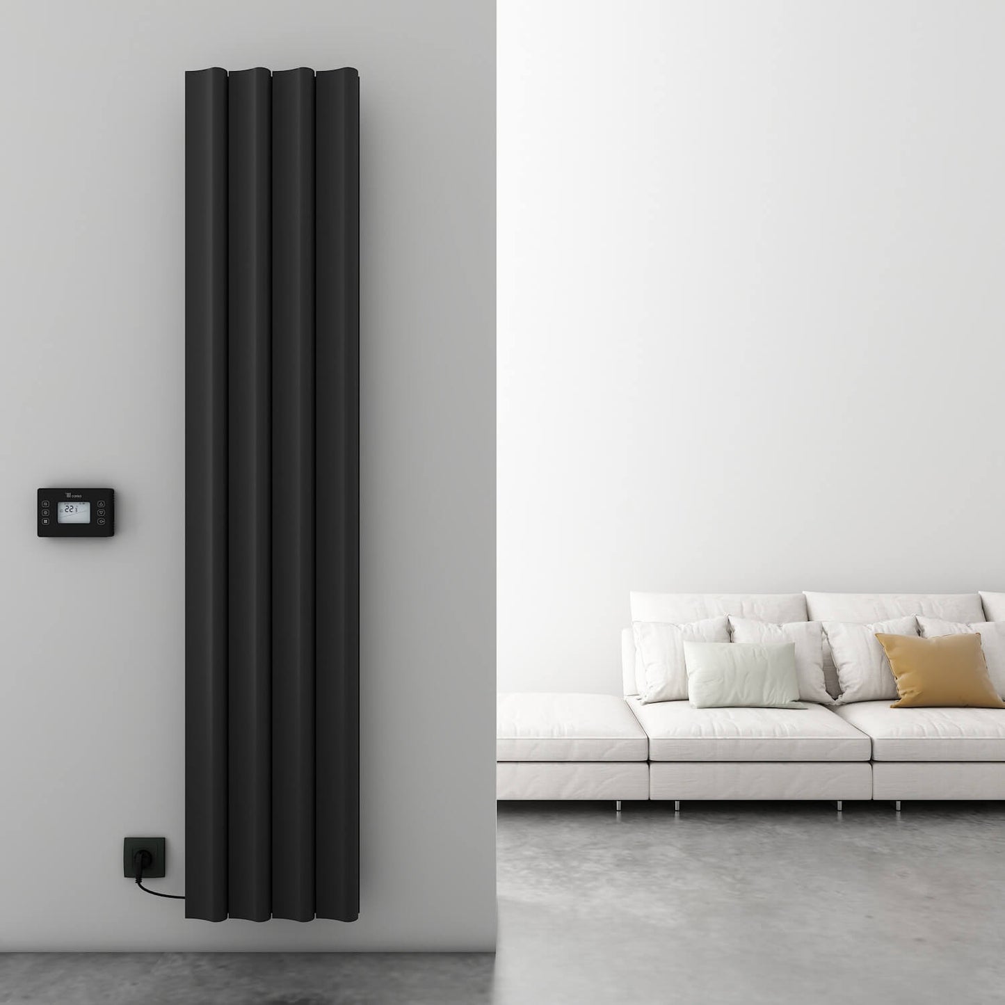 Carisa Boreas S Radiateur Électrique Vertical Design Moderne Noir