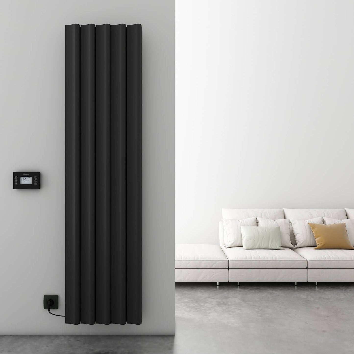 Carisa Boreas S Radiateur Électrique Vertical Design Moderne Noir