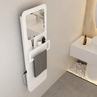 Carisa Boreas Flat Mirror sèche-serviette électrique – noir mat avec miroir et thermostat Wi-Fi