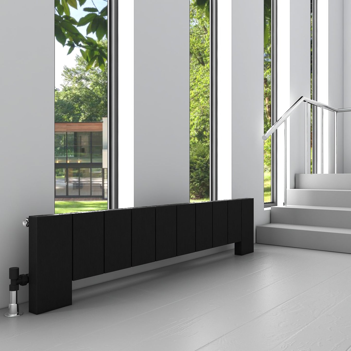 Carisa Elvino Floor Radiateur en Aluminium Horizontal Design Moderne Noir