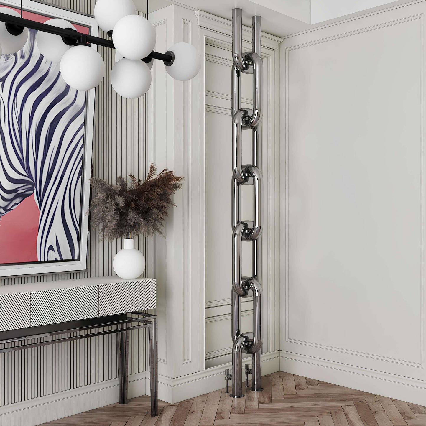 Carisa Link Floor Radiateur en Acier Inoxydable Vertical Design Moderne Miroir Poli