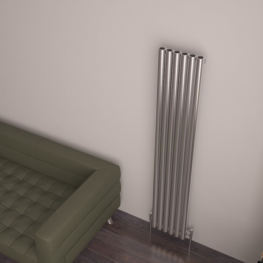 Carisa Mistral Radiateur en Acier Inoxydable Vertical Design Moderne Satiné Poli