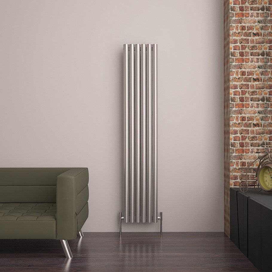 Carisa Mistral Radiateur en Acier Inoxydable Vertical Design Moderne Satiné Poli