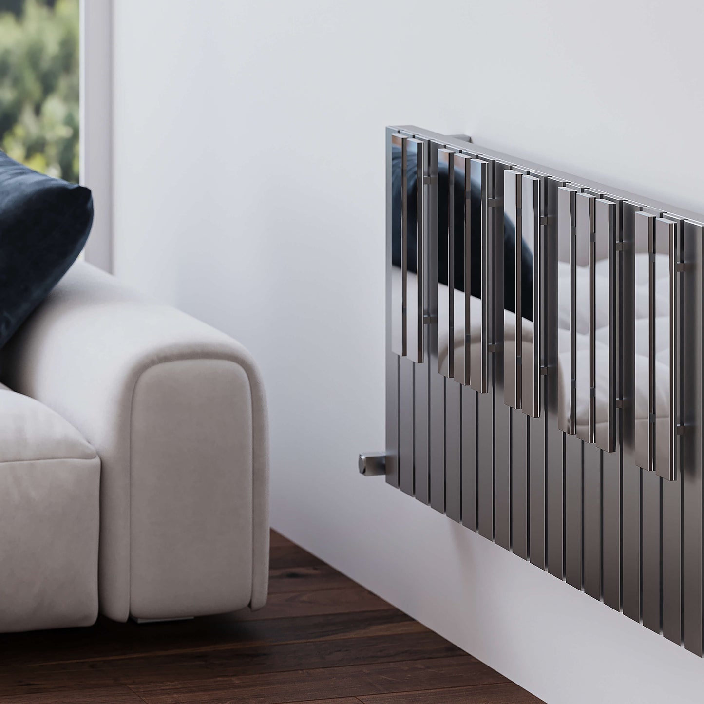 Carisa Piano Radiateur en Acier Inoxydable Horizontal Design Moderne Miroir Poli