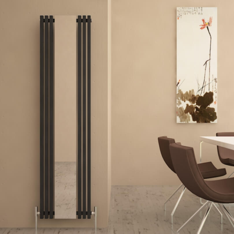 Carisa Sophia Mirror Radiateur en Aluminium Vertical Design Moderne Noir