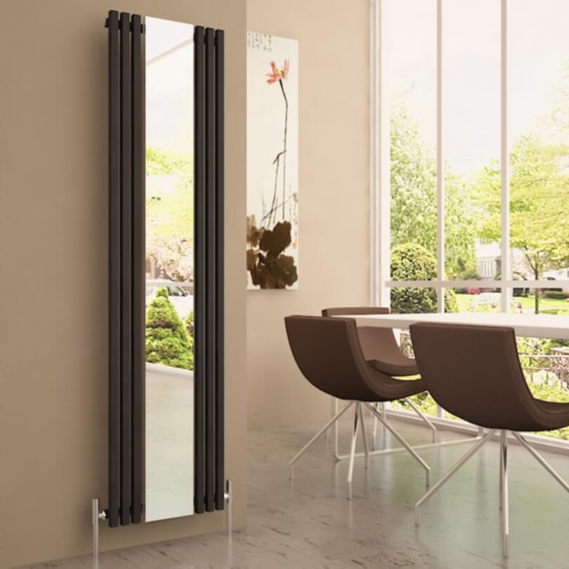 Carisa Sophia Mirror Radiateur en Aluminium Vertical Design Moderne Noir