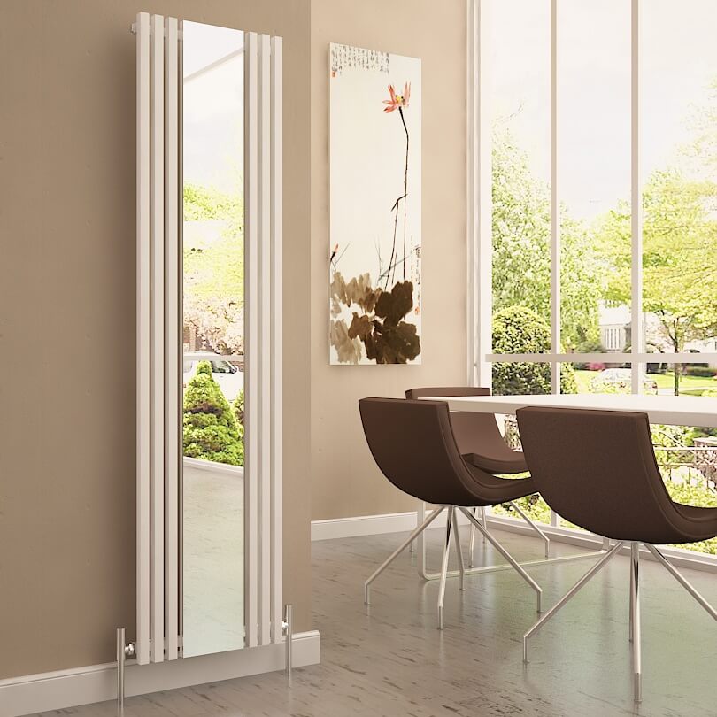 Carisa Sophia Mirror Radiateur en Aluminium Vertical Design Moderne Blanc