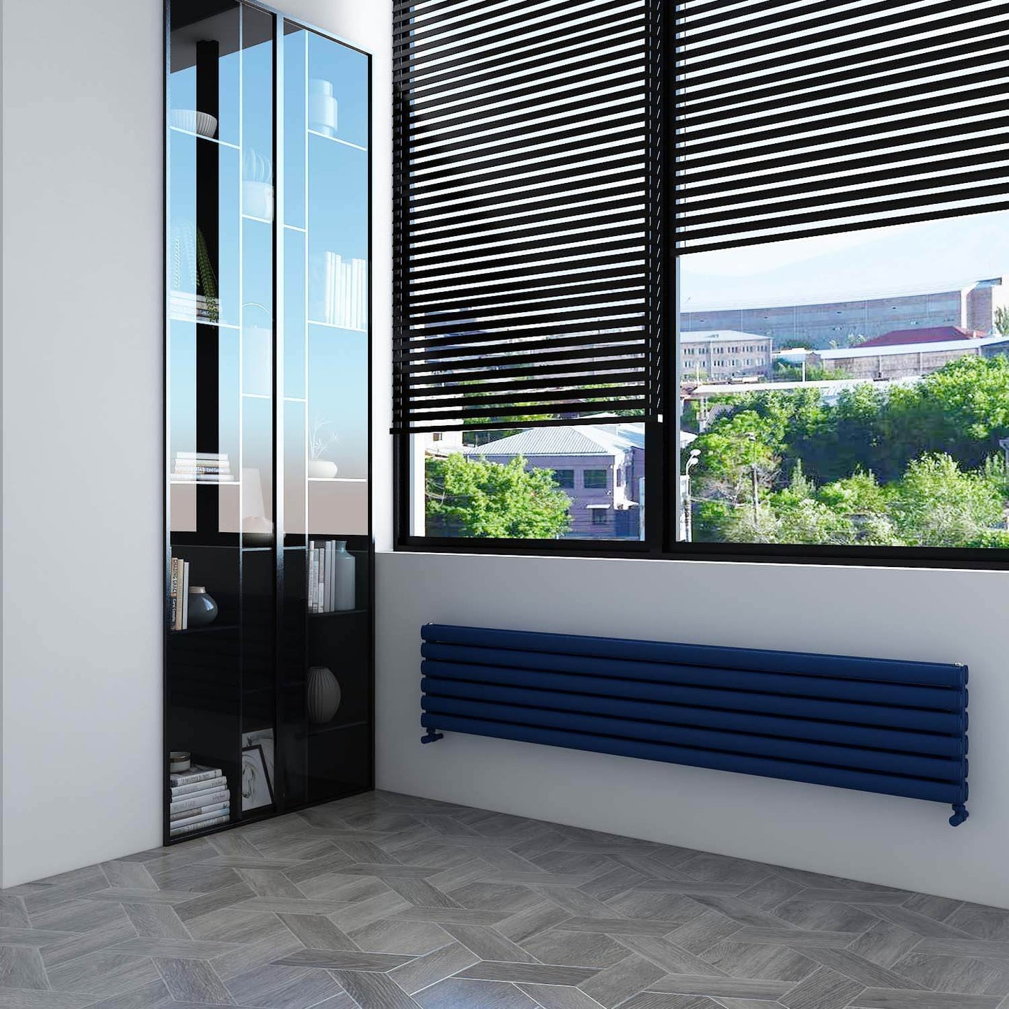 Carisa Tallis Double Xl Radiateur en Aluminium Horizontal Design Moderne Bleu Marine