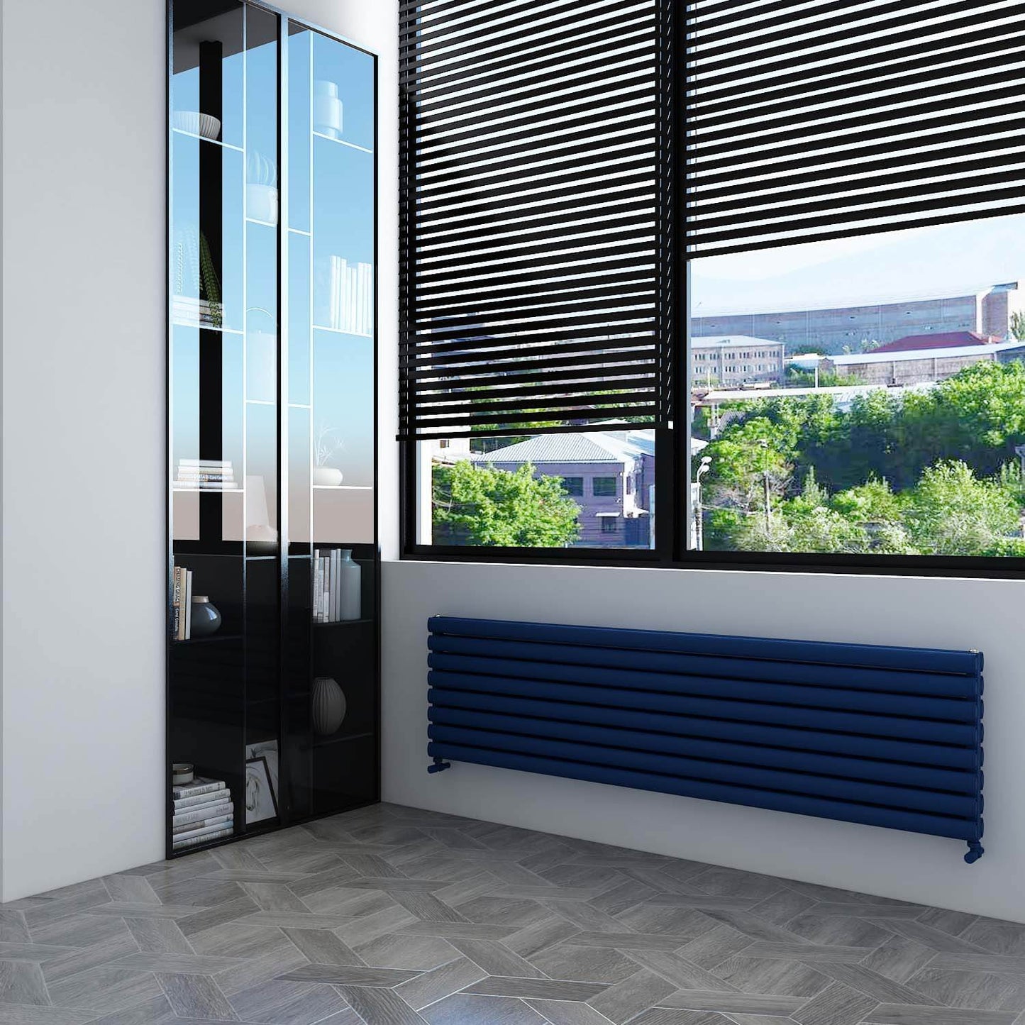 Carisa Tallis Double Xl Radiateur en Aluminium Horizontal Design Moderne Bleu Marine