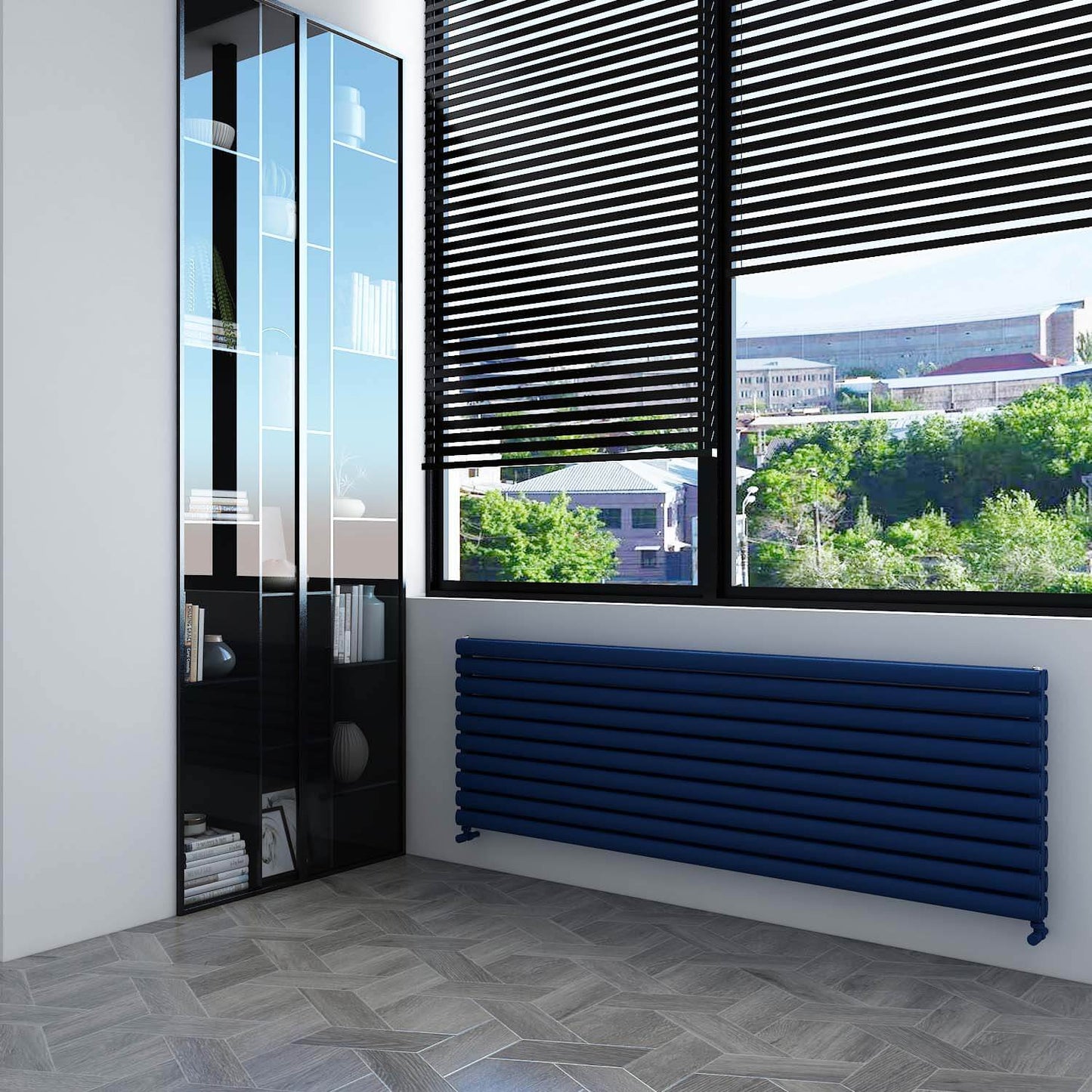 Carisa Tallis Double Xl Radiateur en Aluminium Horizontal Design Moderne Bleu Marine