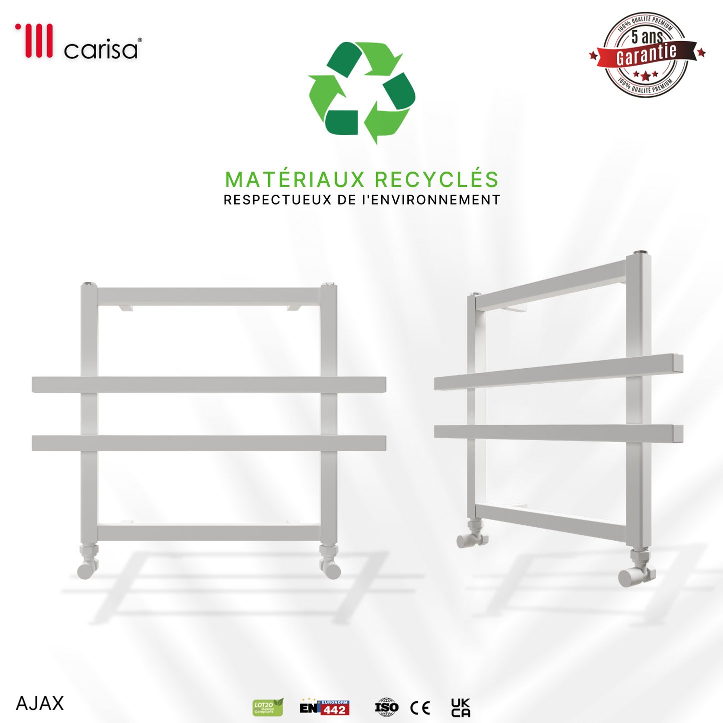 Carisa Ajax Sèche-Serviettes en Aluminium Design Moderne Anodisé Poli