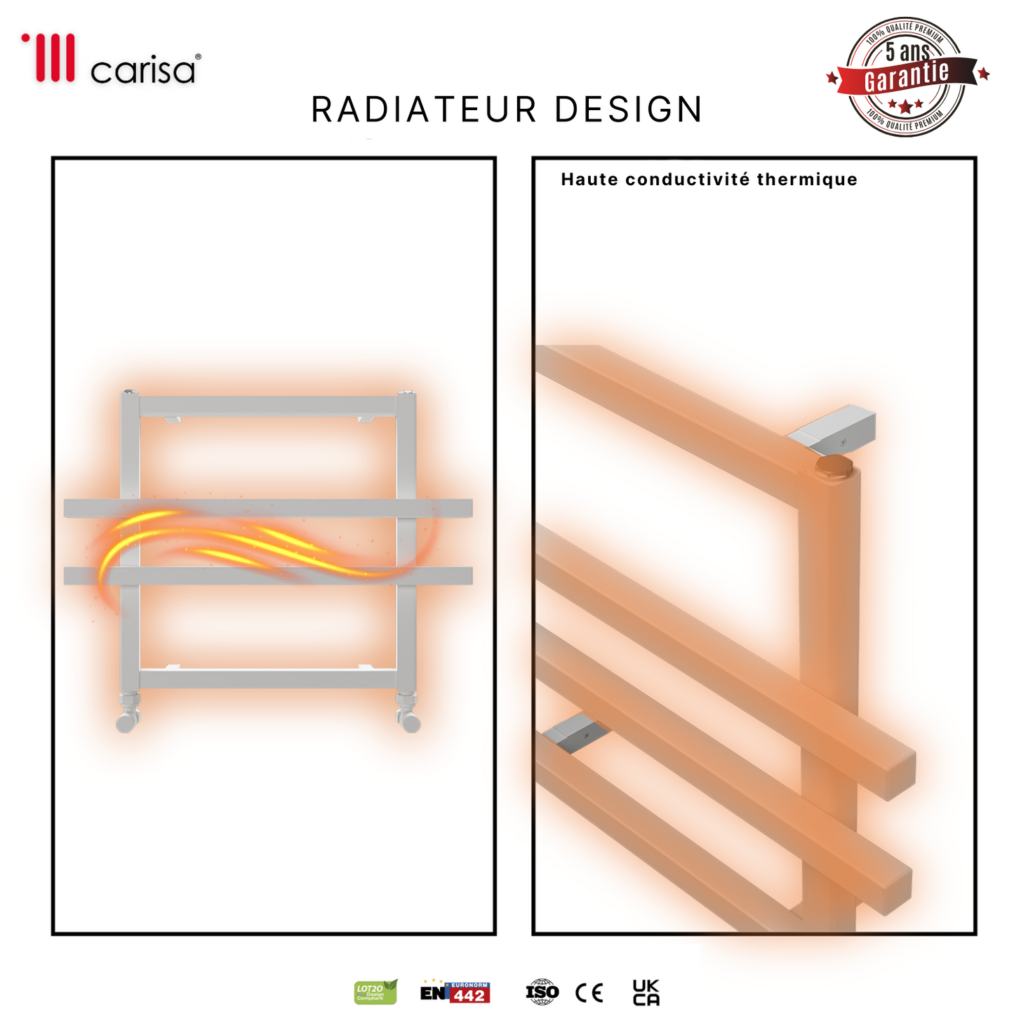 Carisa Ajax Sèche-Serviettes en Aluminium Design Moderne Anodisé Poli