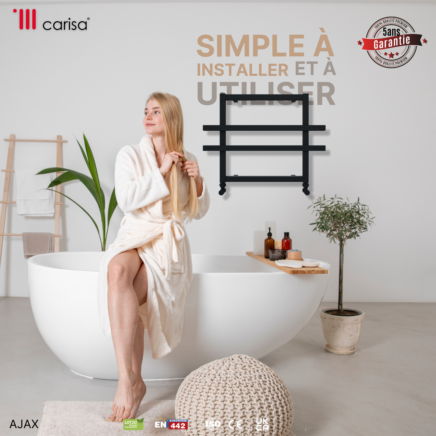 Carisa Ajax Sèche-Serviettes en Aluminium Design Moderne Anthracite