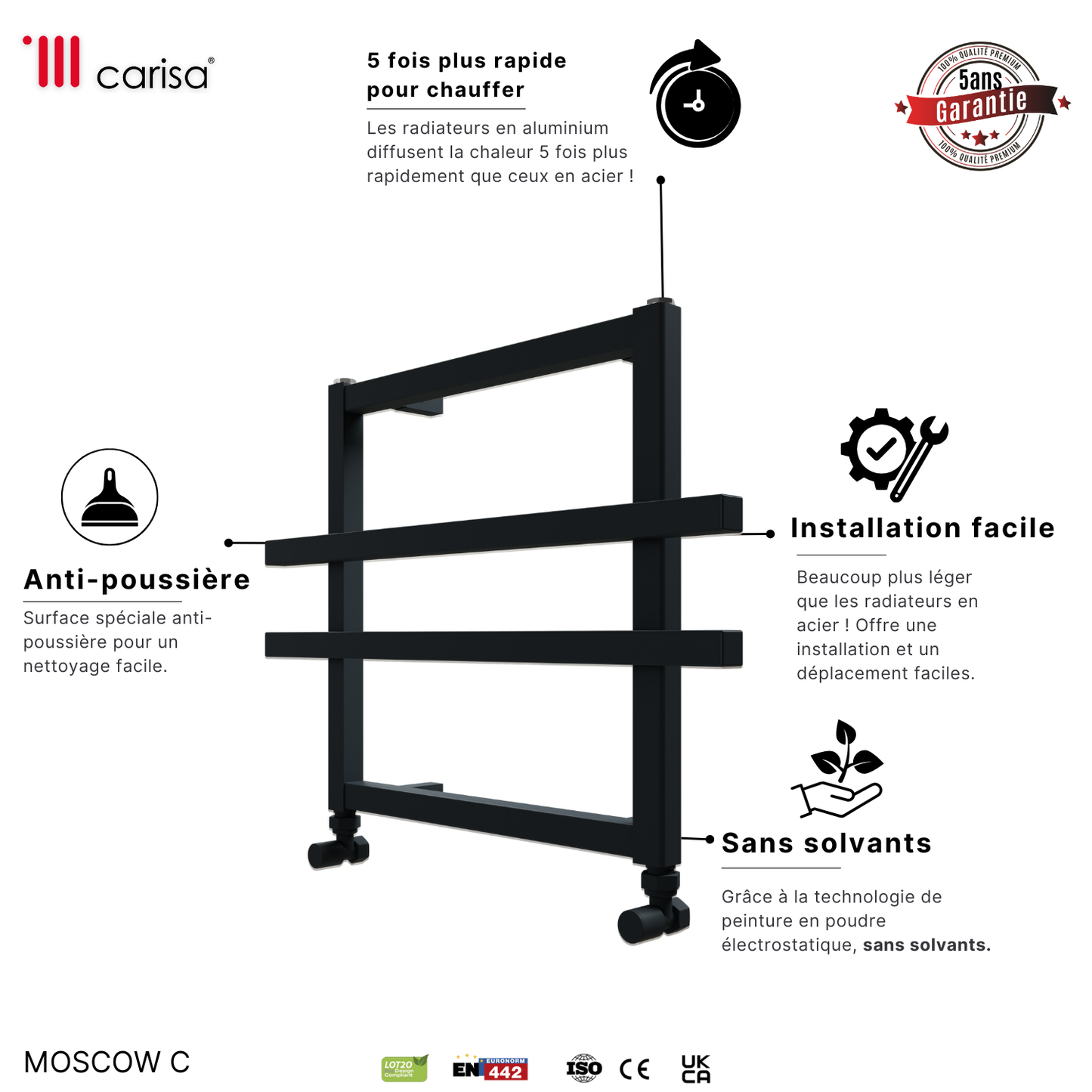 Carisa Ajax Sèche-Serviettes en Aluminium Design Moderne Anthracite