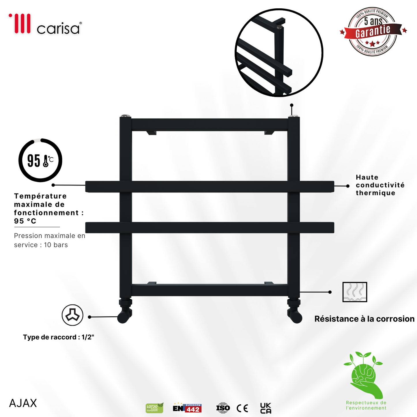 Carisa Ajax Sèche-Serviettes en Aluminium Design Moderne Anthracite