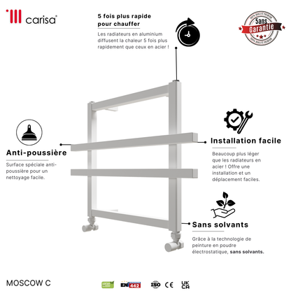 Carisa Ajax Sèche-Serviettes en Aluminium Design Moderne Blanc