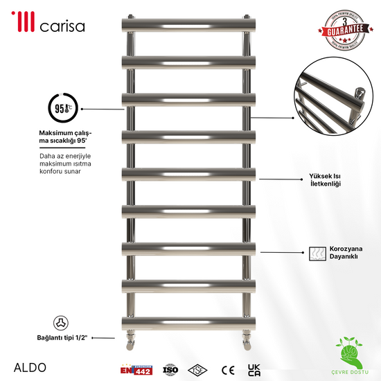 Carisa Aldo Sèche-Serviettes en Acier Design Moderne Chromé