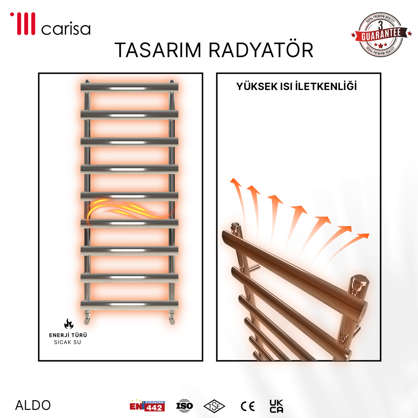 Carisa Aldo Sèche-Serviettes en Acier Design Moderne Chromé