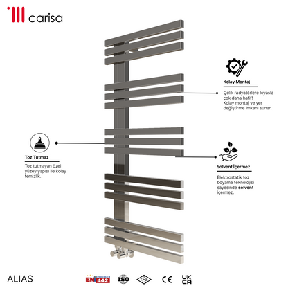 Carisa Alias Sèche-Serviettes en Acier Inoxydable Design Moderne Miroir Poli