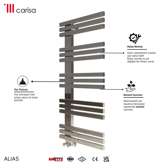 Carisa Alias Sèche-Serviettes en Acier Inoxydable Design Moderne Miroir Poli
