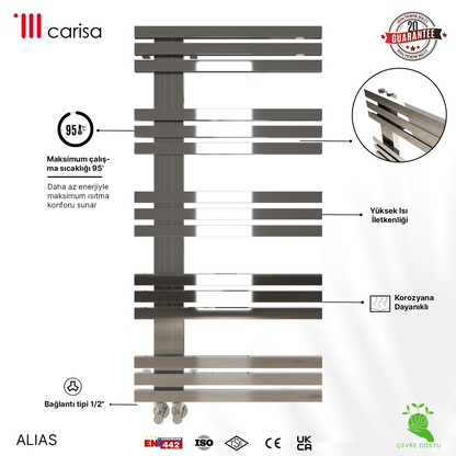 Carisa Alias Sèche-Serviettes en Acier Inoxydable Design Moderne Miroir Poli