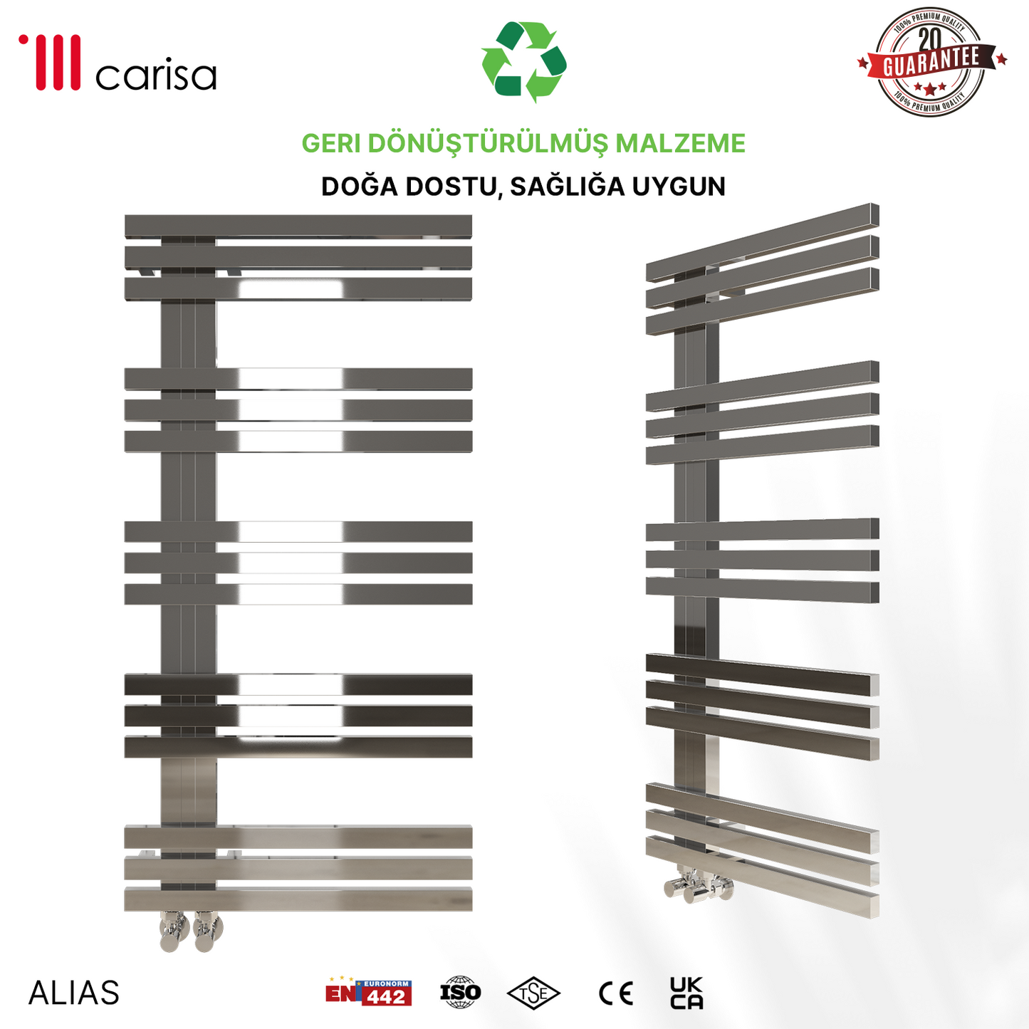 Carisa Alias Sèche-Serviettes en Acier Inoxydable Design Moderne Miroir Poli