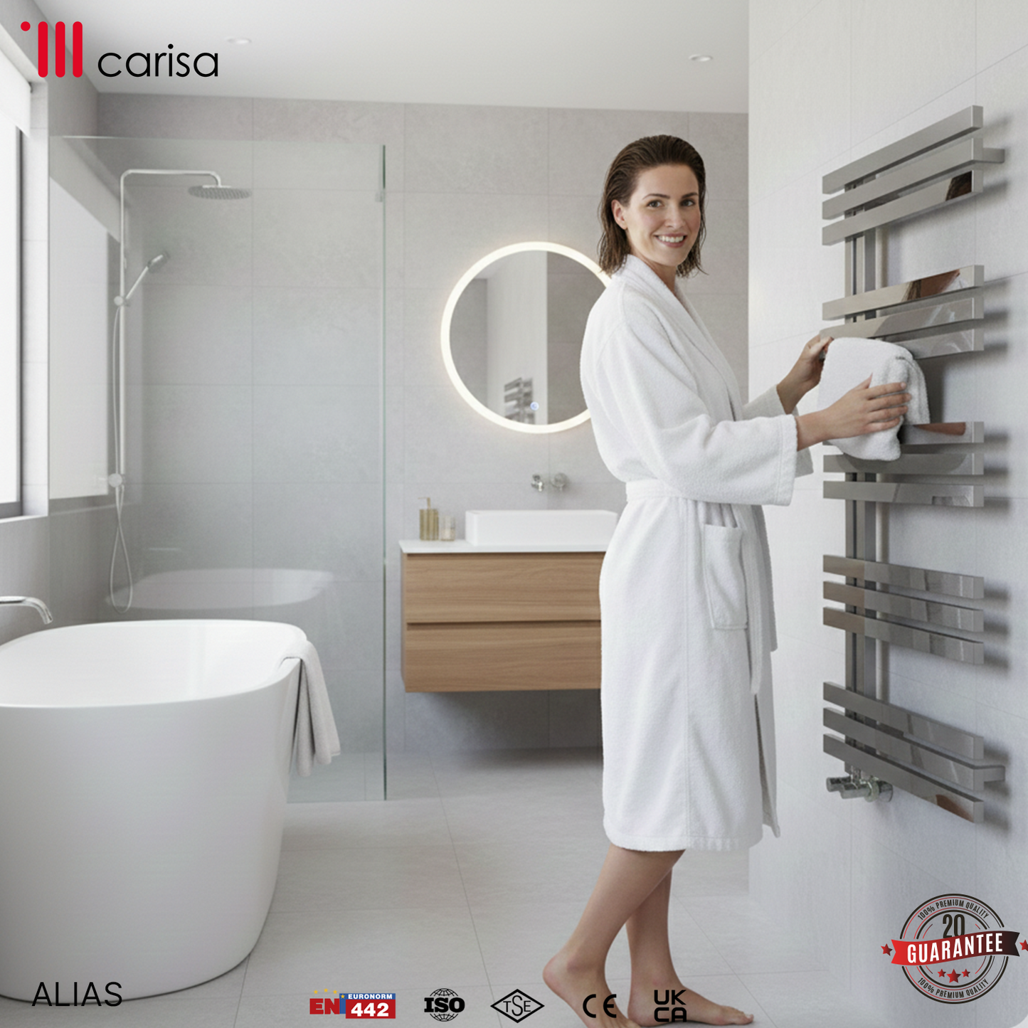 Carisa Alias Sèche-Serviettes en Acier Inoxydable Design Moderne Miroir Poli