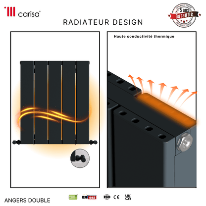 Carisa Angers Radiateur en Aluminium Horizontal Design Moderne Anthracite