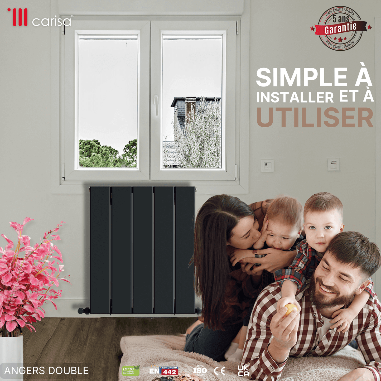 Carisa Angers Radiateur en Aluminium Horizontal Design Moderne Anthracite