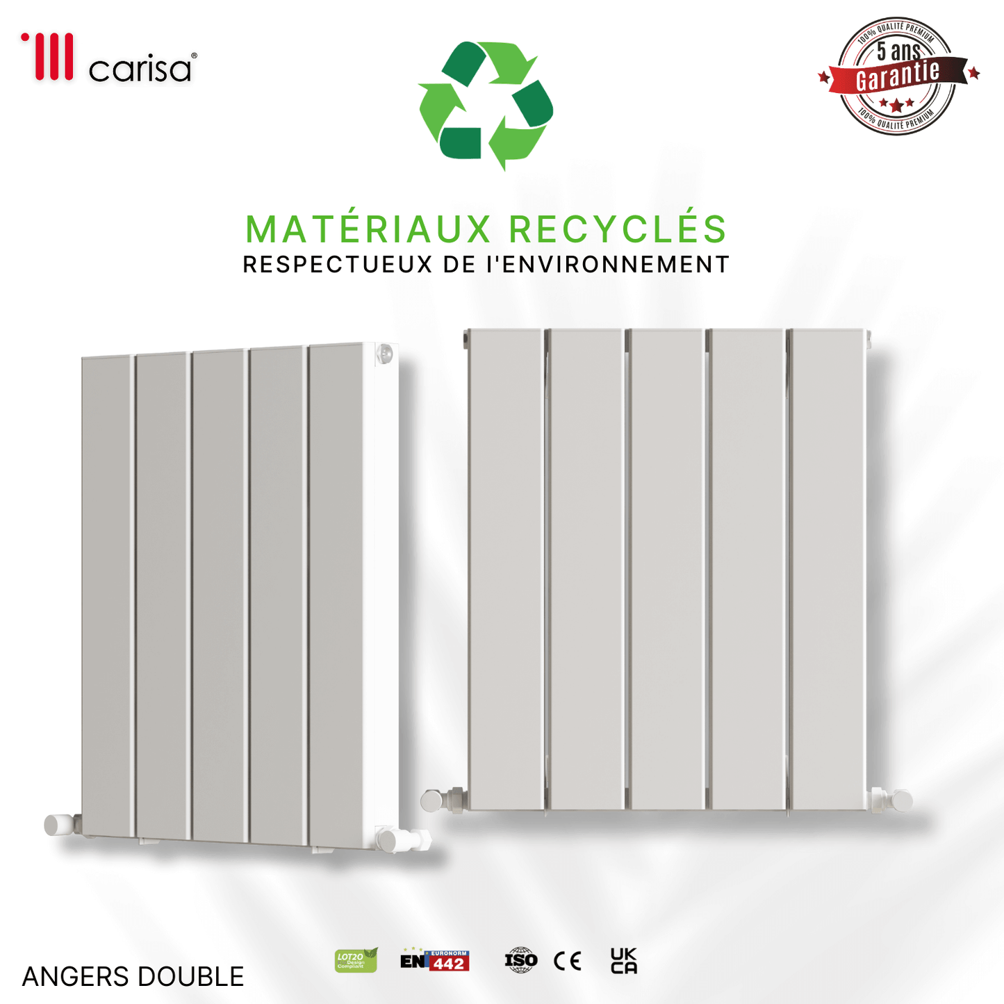 Carisa Angers Radiateur en Aluminium Horizontal Design Moderne Blanc
