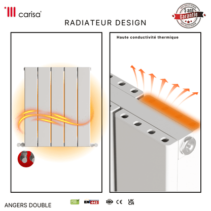 Carisa Angers Radiateur en Aluminium Horizontal Design Moderne Blanc