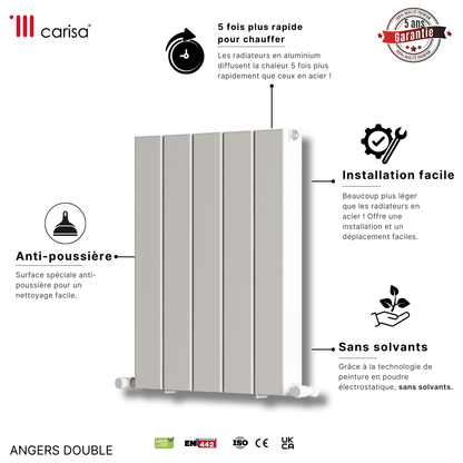 Carisa Angers Radiateur en Aluminium Horizontal Design Moderne Blanc