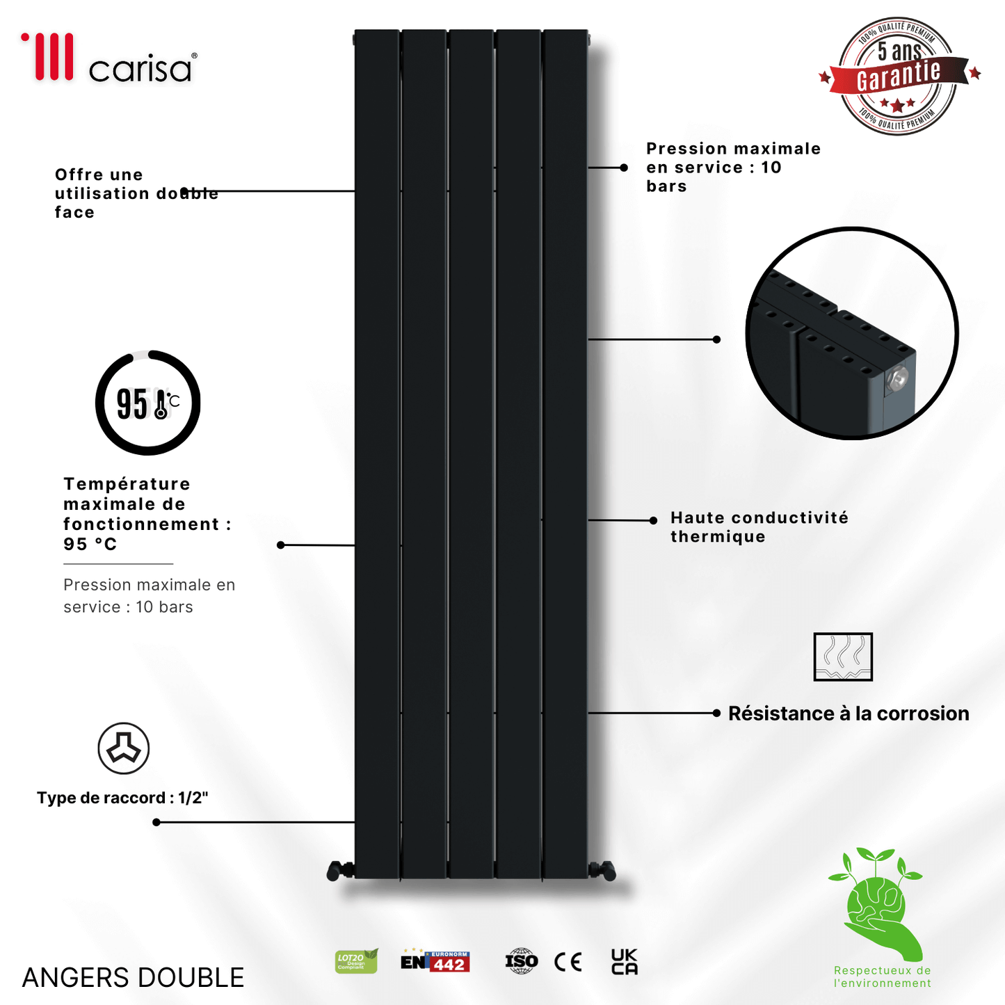 Carisa Angers Radiateur en Aluminium Vertical Design Moderne Anthracite