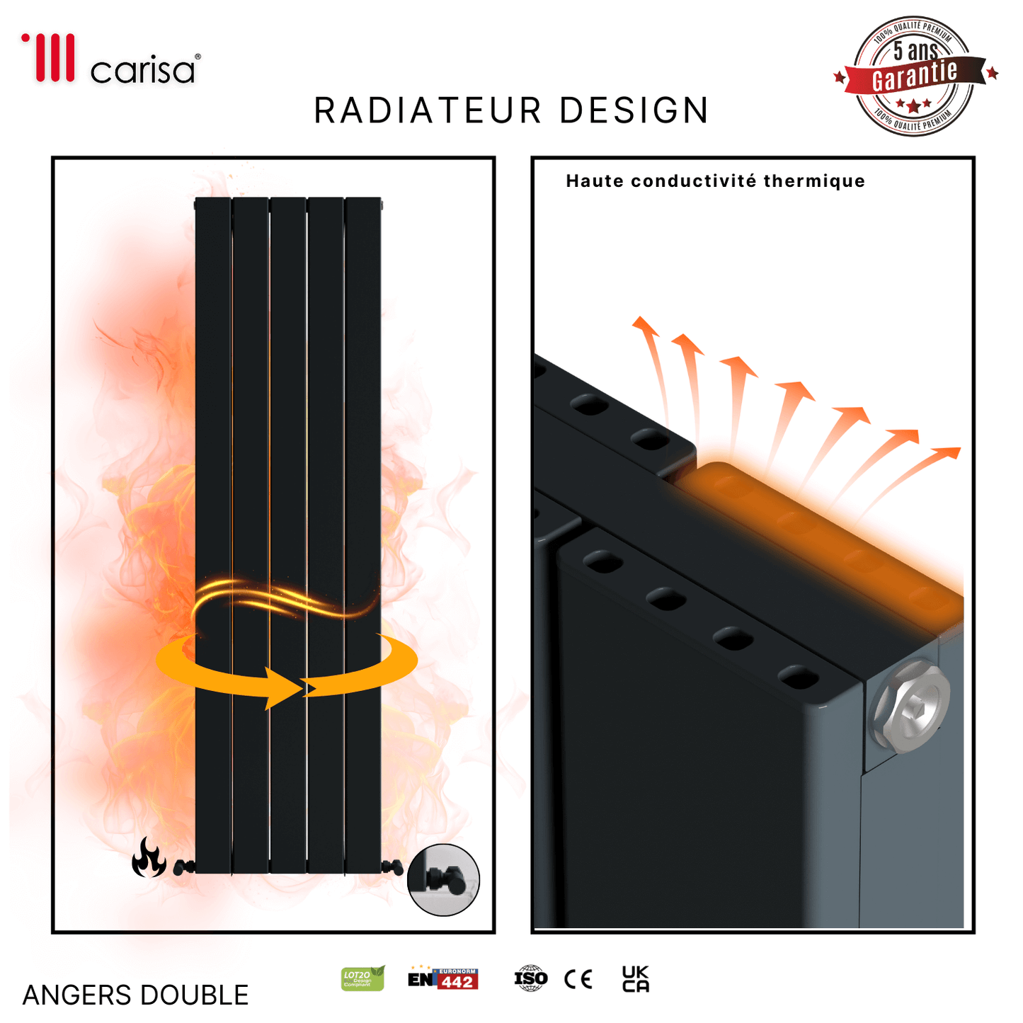 Carisa Angers Radiateur en Aluminium Vertical Design Moderne Anthracite