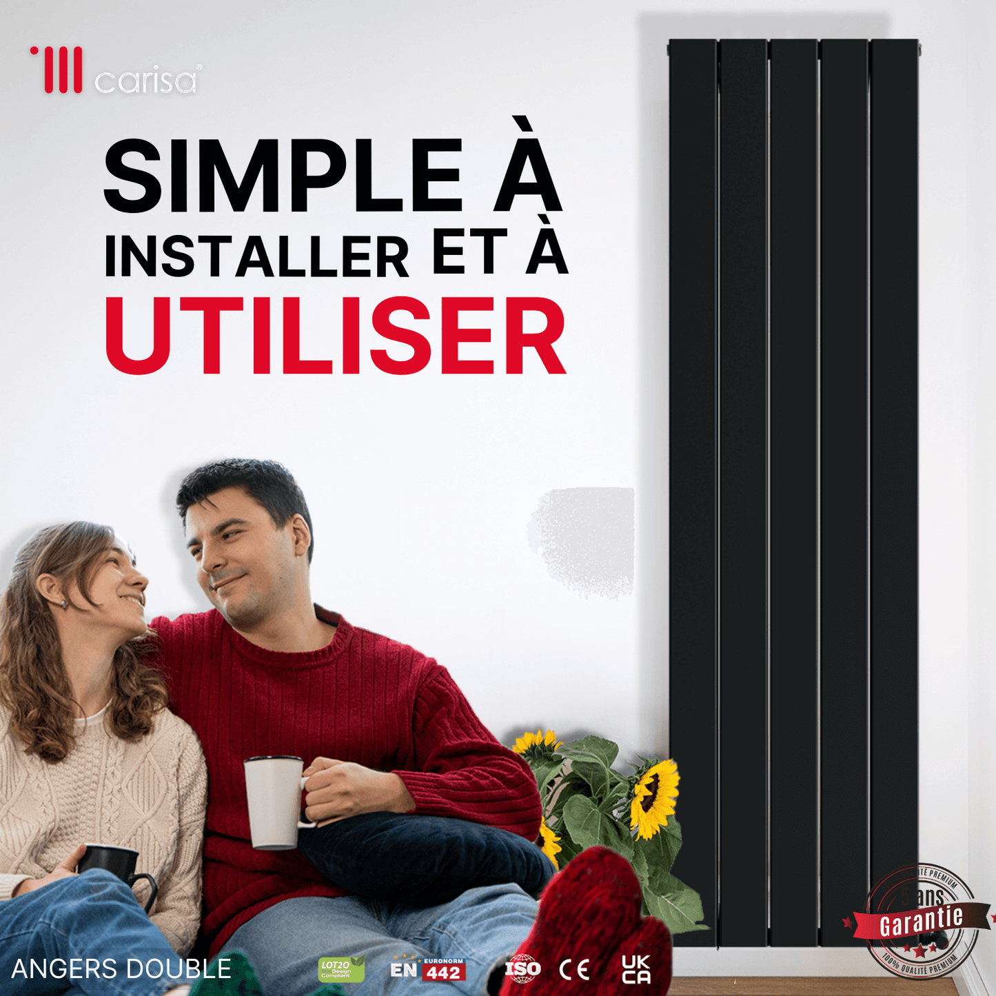Carisa Angers Radiateur en Aluminium Vertical Design Moderne Anthracite