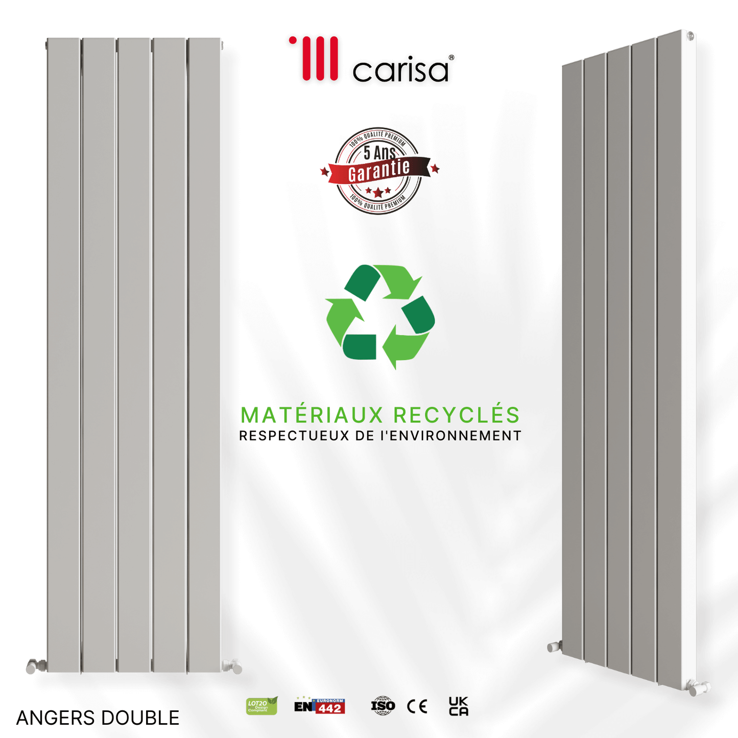 Carisa Angers Radiateur en Aluminium Vertical Design Moderne Blanc