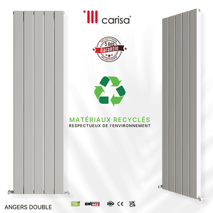 Carisa Angers Radiateur en Aluminium Vertical Design Moderne Blanc